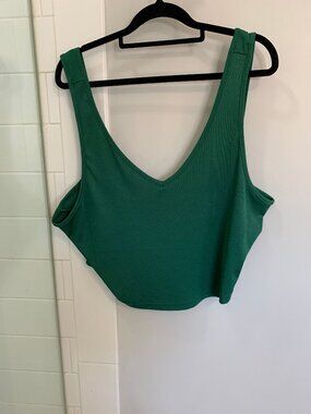 SHEIN Green Ribbed V-Neck Cropped Tank Top 3XL